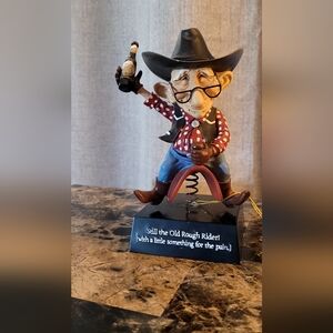 Cowboy Figurine with Red Checkered Shirt
